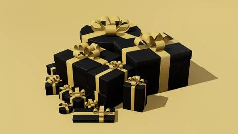 Holiday gift boxes forming a stack of presents on the sail champagne background. Stock Illustration