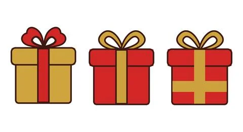 Holiday Gift Boxes Icon Set Illustrazione stock