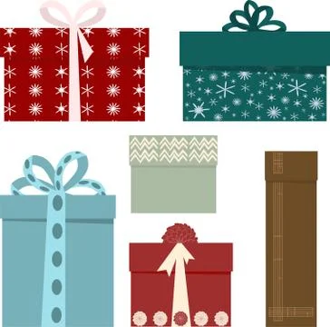 Holiday gift boxes set. Vector illustration Stock Illustration