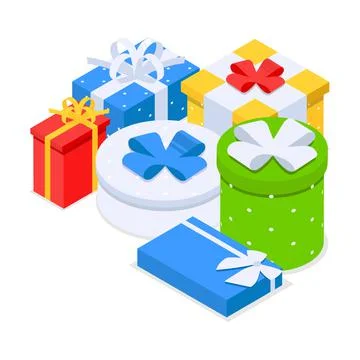 Holiday gift boxes template. Set of various boxes Stock Illustration
