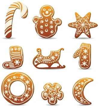 Holiday gingerbread cookies Stock Illustration