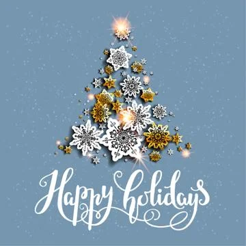 Holiday gold tree Stock Illustration