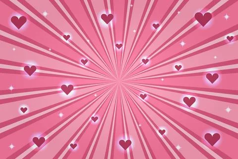 Holiday horizontal background with sun rays, glare and hearts. Valentine's .. Stock Illustration