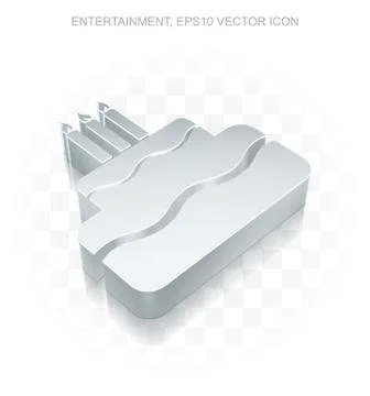 Holiday icon: Flat metallic 3d Cake, transparent shadow EPS 10 vector Illustrazione stock