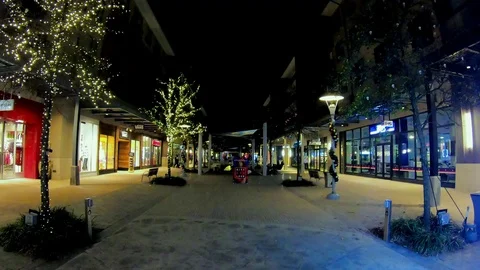 Holiday Lighting decorations at The Domain in Austin, Texas.  Festive Stock Footage 100016469
