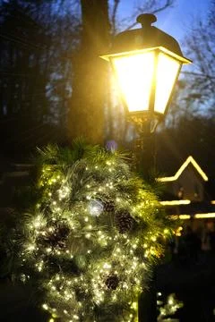 Holiday lightpost 写真素材