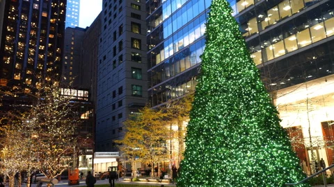 Holiday Lights in Toronto Downtown Financial District Stock Footage 256276853