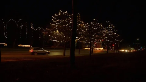 Holiday lights with traffic Stock Footage 83258085