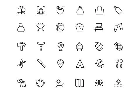 Holiday Line Vector Icons Stockillustratie