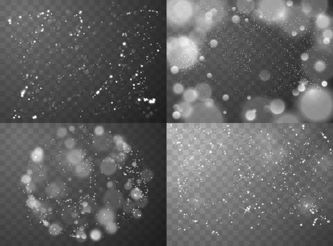 Holiday magic in 4 vector overlays with bokeh lights. Stock Illustration