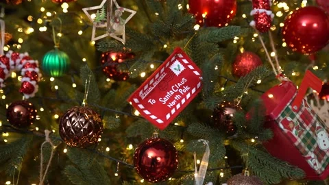 Holiday note on christmas tree. Happy New Year Stock Footage 167612894