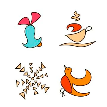 	Holiday objects collection. Christmas theme with bell, cup, hot drink, snowflak Stock Illustration