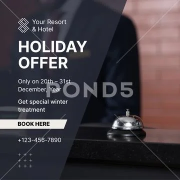 Holiday offer from blue resort and hotel PSD Template