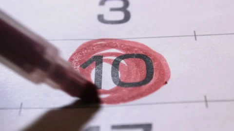 Holiday or important date the tenth day of month in calendar outlined close-up Video stock 219887845