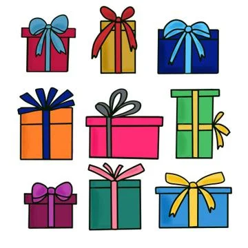 Holiday packing boxes on a white background Stock Illustration