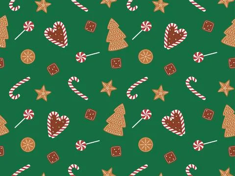 Holiday pattern with Christmas sweets Stock Illustration