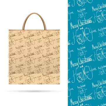 Holiday pattern over paper package Stock Illustration