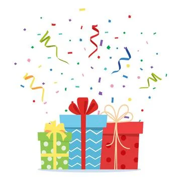 Holiday present colored gift boxes Stock Illustration