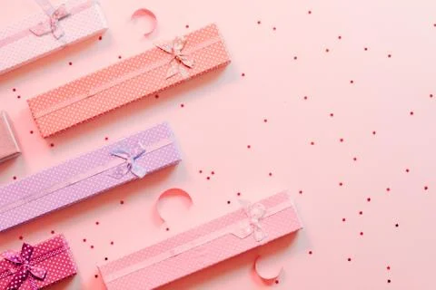 Holiday present gift boxes star pattern background Stock Photos