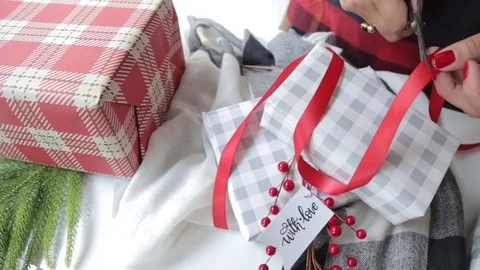 Holiday Present Wrapping Stock Footage