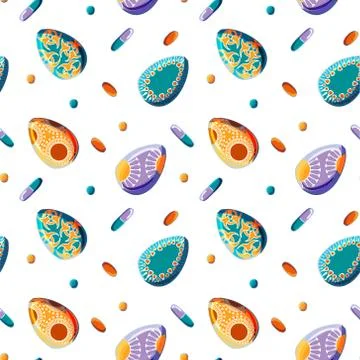 Holiday in quarantine. Happy easter eggs seamless  with  caronovirus infection Stock Illustration