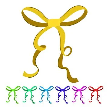 Holiday red bow ribbon vector cartoon graphic Stock Illustration