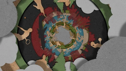 Holiday scene animation, circular motion on paper texture. Stock Footage 129571232