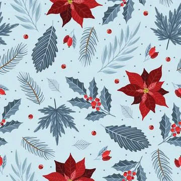 Holiday Seamless Pattern with Christmas forest branches. Stock Illustration