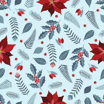 Holiday Seamless Pattern with Christmas forest branches. Stock Illustration