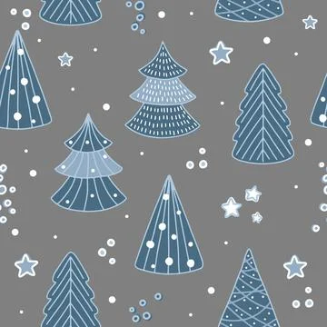 Holiday Seamless Pattern with Christmas tree. Xmas winter background Stock Illustration
