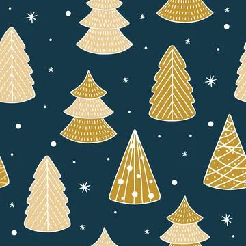 Holiday Seamless Pattern with Christmas tree. Xmas winter background 스톡 일러스트