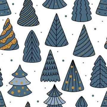 Holiday Seamless Pattern with Christmas tree. Xmas winter background Illustrazione stock