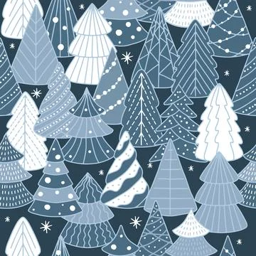 Holiday Seamless Pattern with Christmas tree. Xmas winter background Stock Illustration