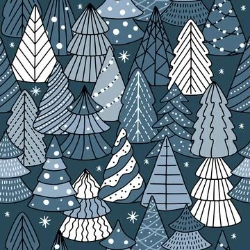 Holiday Seamless Pattern with Christmas tree. Xmas winter background Illustrazione stock