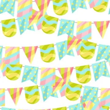 Holiday seamless pattern with garland of flags. Stock Illustration