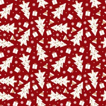 Holiday seamless pattern with maroon background Stock Illustration