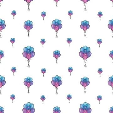 Holiday seamless pattern with multicolor air balloons. Design concept for gift Stock Illustration