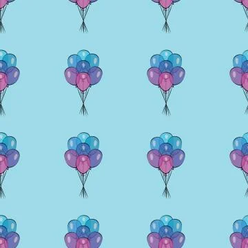 Holiday seamless pattern with multicolor air balloons. Design concept for gift Stock Illustration
