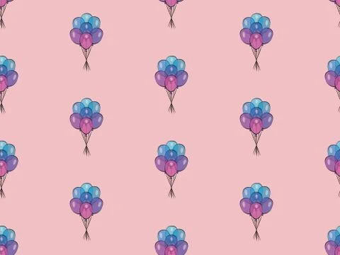 Holiday seamless pattern with multicolor air balloons. Design concept for gift Stock Illustration