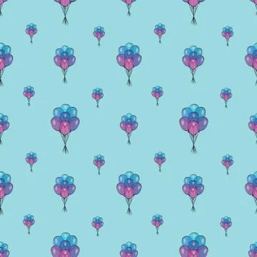 Holiday seamless pattern with multicolor air balloons. Design concept for gift Stock Illustration
