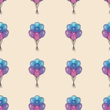 Holiday seamless pattern with multicolor air balloons. Design concept for gift Stock Illustration