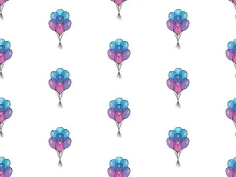 Holiday seamless pattern with multicolor air balloons. Design concept for gift Stock Illustration