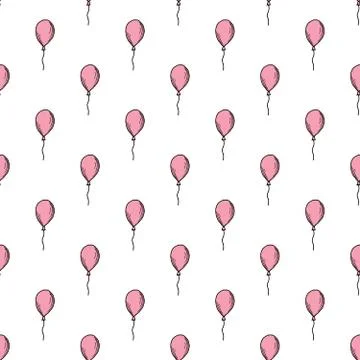 Holiday seamless pattern with multicolor air balloons. Design concept for gift Stock Illustration