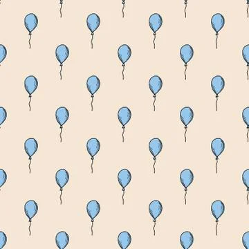 Holiday seamless pattern with multicolor air balloons. Design concept for gift Stock Illustration