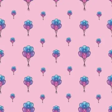 Holiday seamless pattern with multicolor air balloons. Design concept for gift Stock Illustration