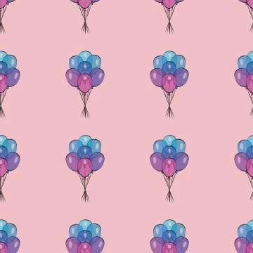 Holiday seamless pattern with multicolor air balloons. Design concept for gift Stock Illustration