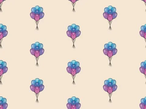 Holiday seamless pattern with multicolor air balloons. Design concept for gift Stock Illustration