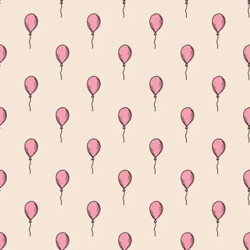 Holiday seamless pattern with multicolor air balloons. Design concept for gift Stock Illustration