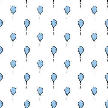 Holiday seamless pattern with multicolor air balloons. Design concept for gift Stock Illustration