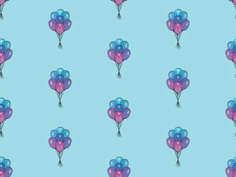 Holiday seamless pattern with multicolor air balloons. Design concept for gift Stock Illustration